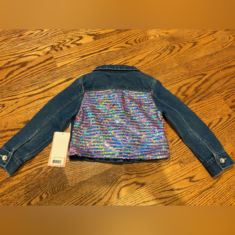 NEW Squeeze flip sequin denim jacket, girls 4